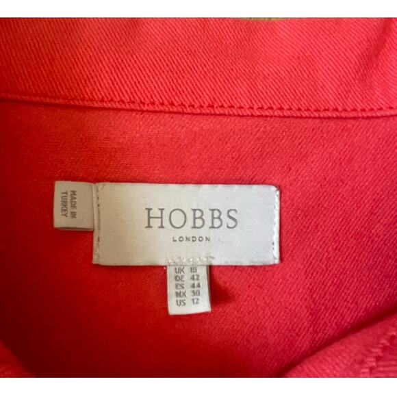 HOBBS London Salmon Orange Denim Jacket Size 12 - Picture 5 of 6